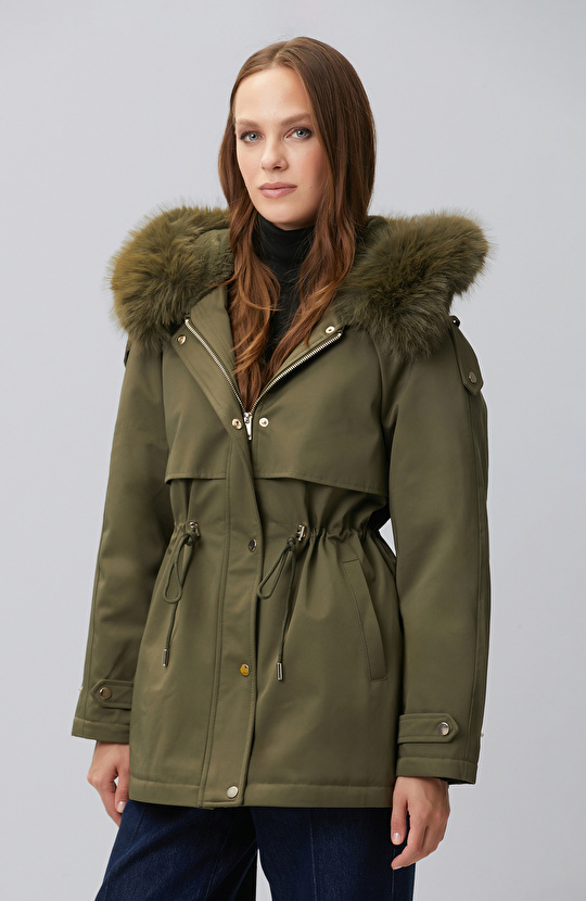 Khaki Hooded Coat