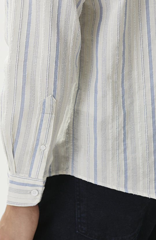 Mavi Beyaz Comfort Fit Çizgili Gömlek