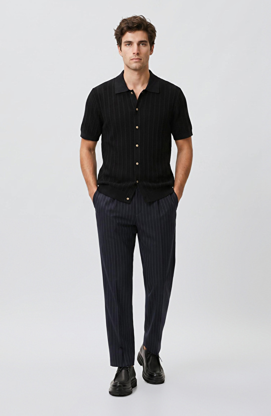 Siyah Polo Rayon Triko Gömlek