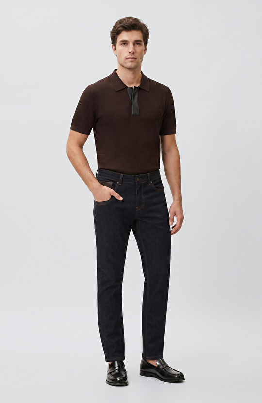 Kahverengi Polo Rayon Triko Kazak