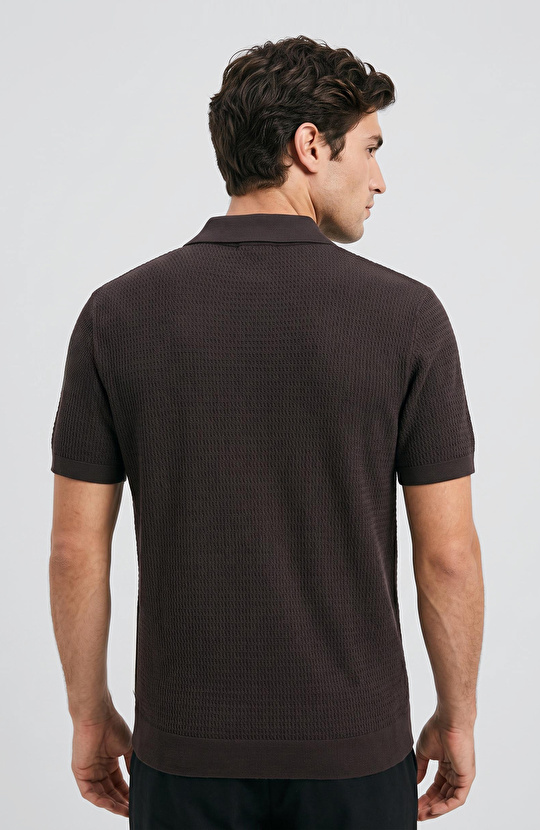 Brown Polo Rayon Knitwear Sweater