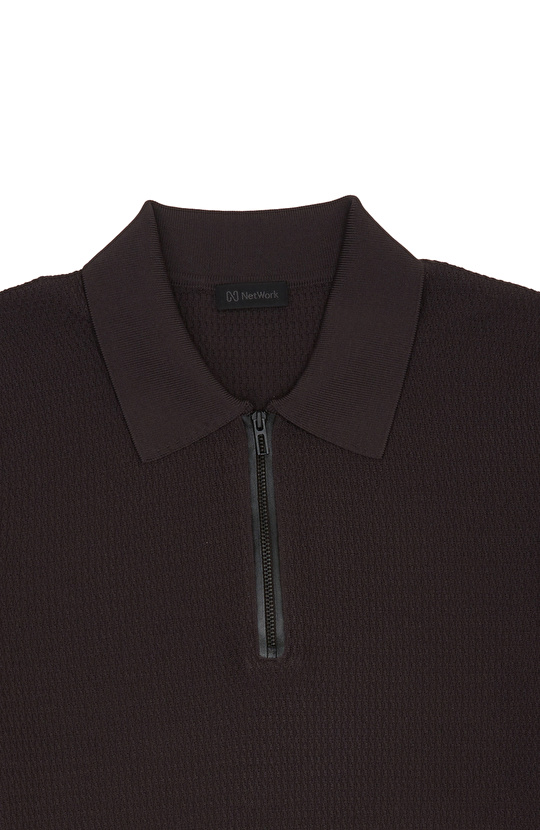 Brown Polo Rayon Knitwear Sweater