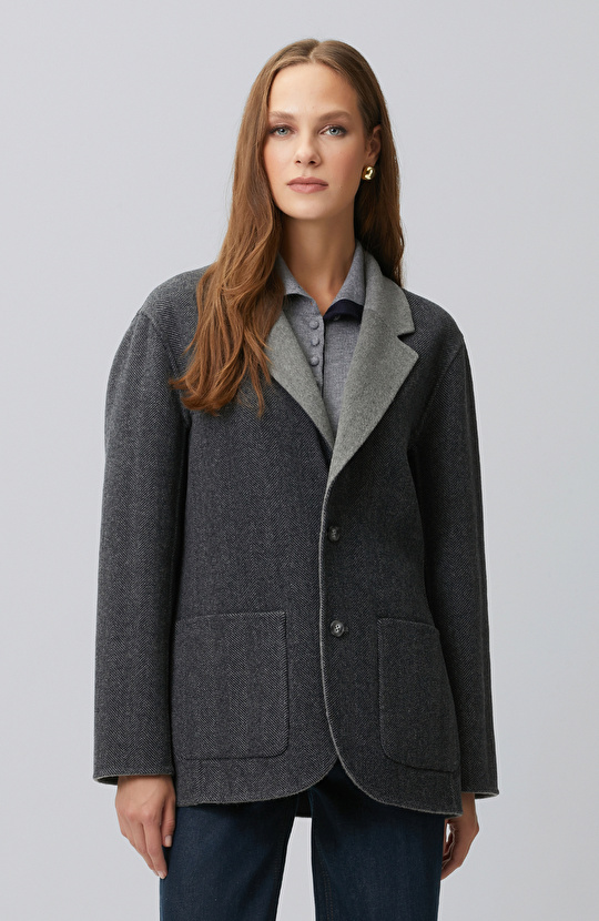Limited Anthracite Wool Blend Double Sided Jacket