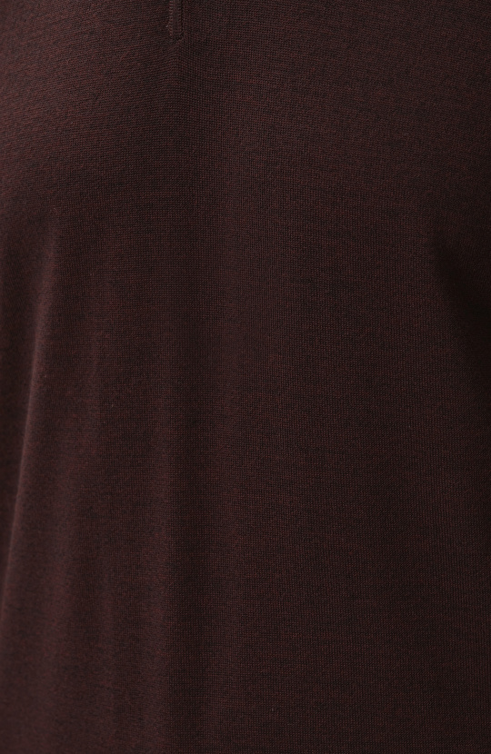 Bordo Polo Yaka Yün Karışımlı Triko Kazak