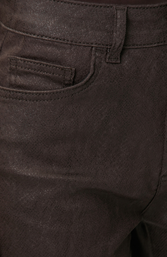 Brown Coated Casual Pants