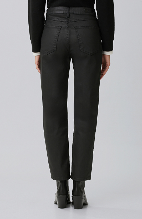Siyah Kaplamalı Straight Kalıp Denim Pantolon