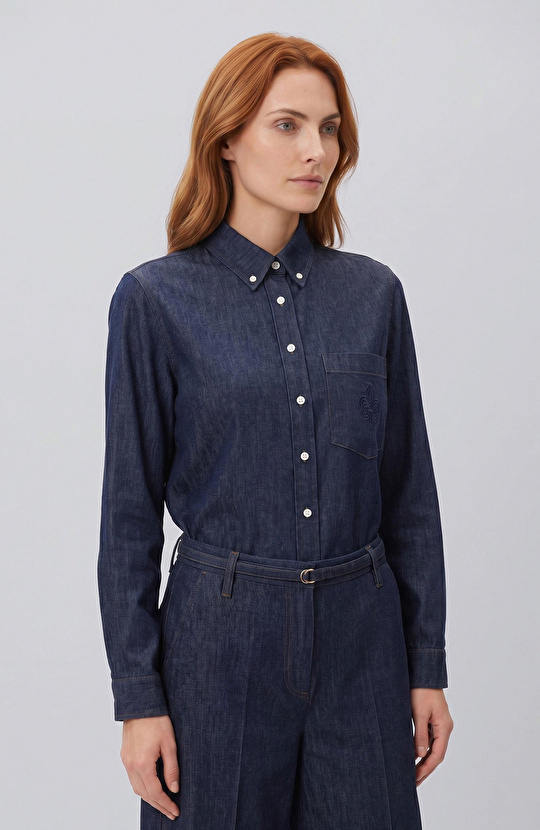 Lacivert Tencel Denim Gömlek