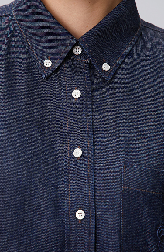 Lacivert Tencel Denim Gömlek