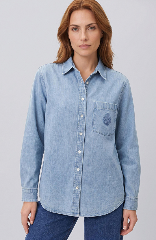 Açık İndigo Tencel Denim Gömlek