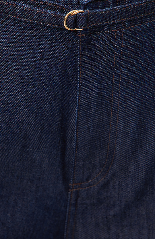 Lacivert Ütü İzli Wide Straight Denim Pantolon