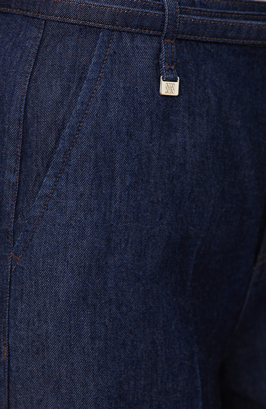Lacivert Ütü İzli Wide Straight Denim Pantolon