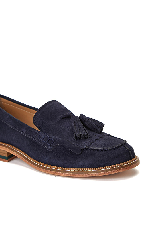 Lacivert Kadın Süet Loafer