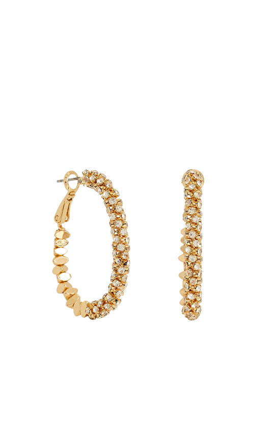 Gold Stone Detailed Women's Earrings