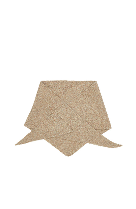 Gold Sequin Detailed Women's Knitted Scarf