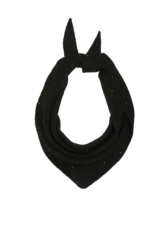 Black Gold Sequin Detailed Women's Knitted Scarf
