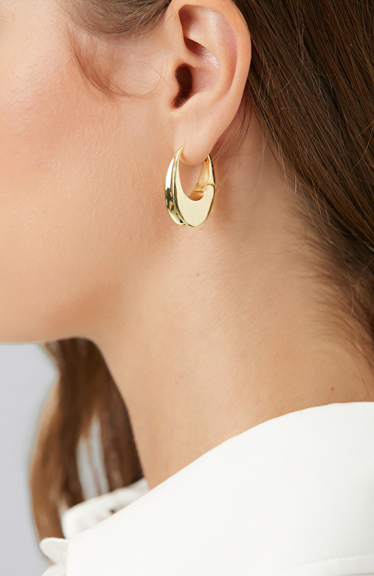 Gold Geometric Form Women's Hoop Earrings