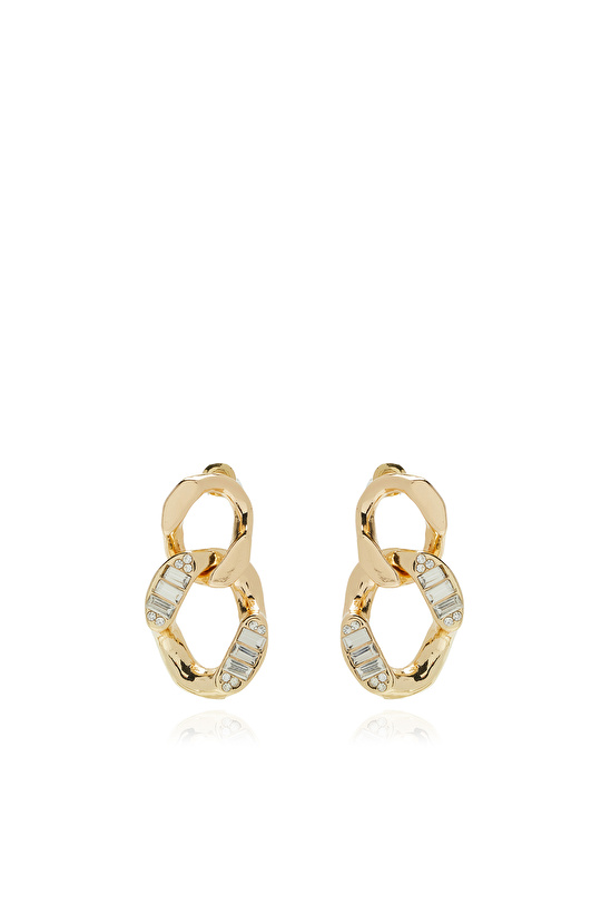 Gold Geometric Form Detailed Women's Dangle Earrings