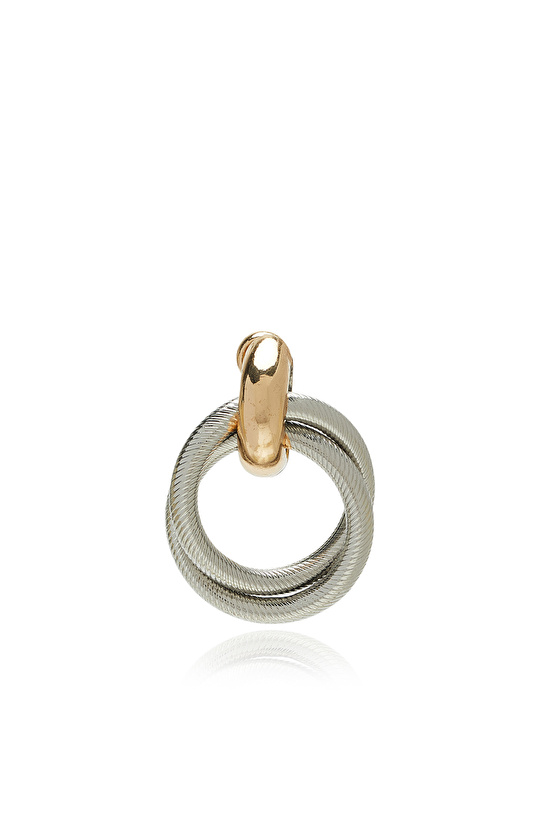 Gold Silver Geometrik Form Detaylı Kadın Küpe