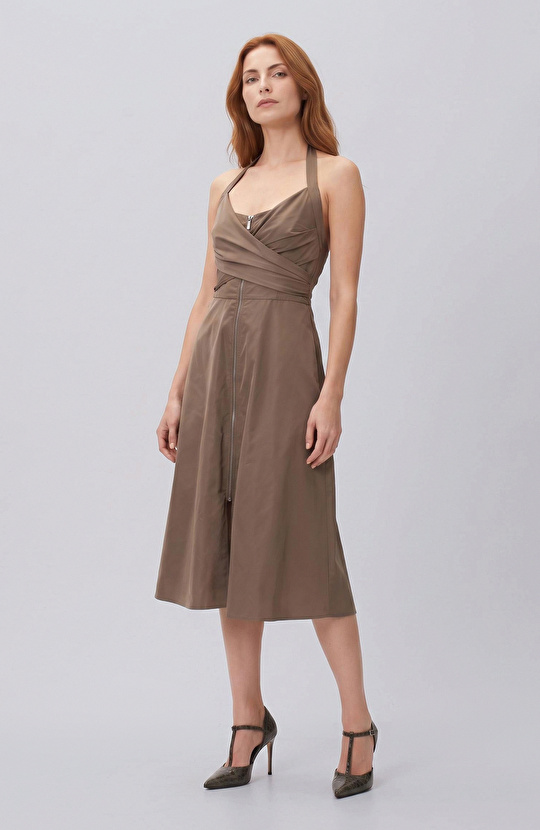 Vizon Halter Yaka Midi Boy Elbise
