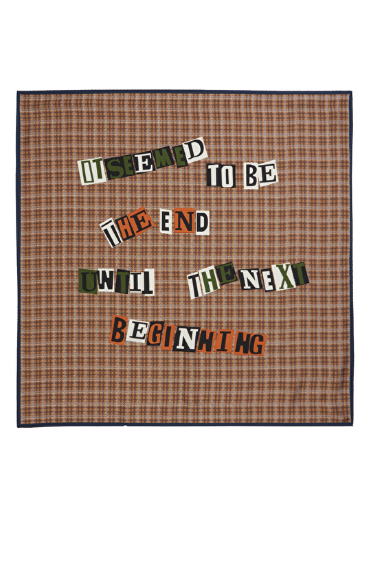 Brown Slogan Detailed Women's Scarf