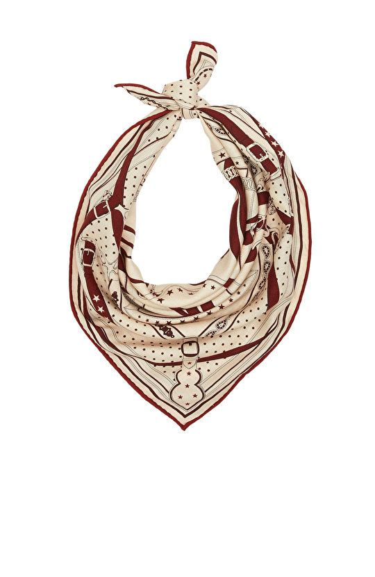 Ecru Patterned Women's Wool Scarf