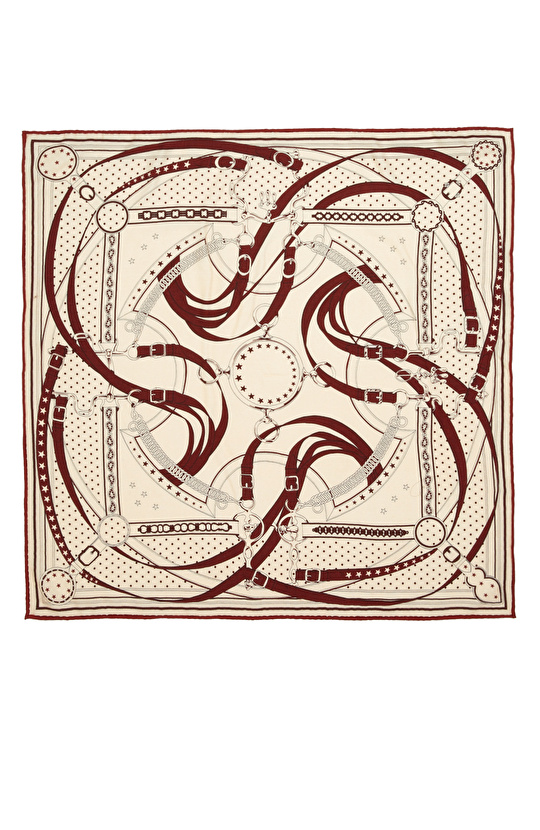 Ecru Patterned Women's Wool Scarf