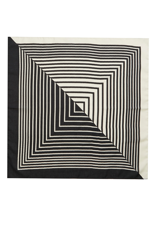Black and White Line Detailed Women's Scarf