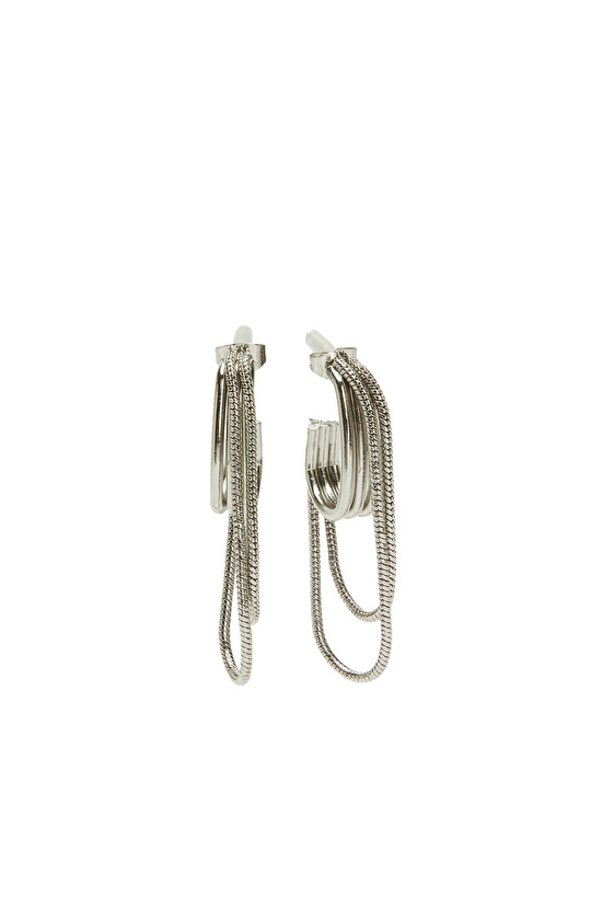 Silver Chain Detailed Women's Earrings