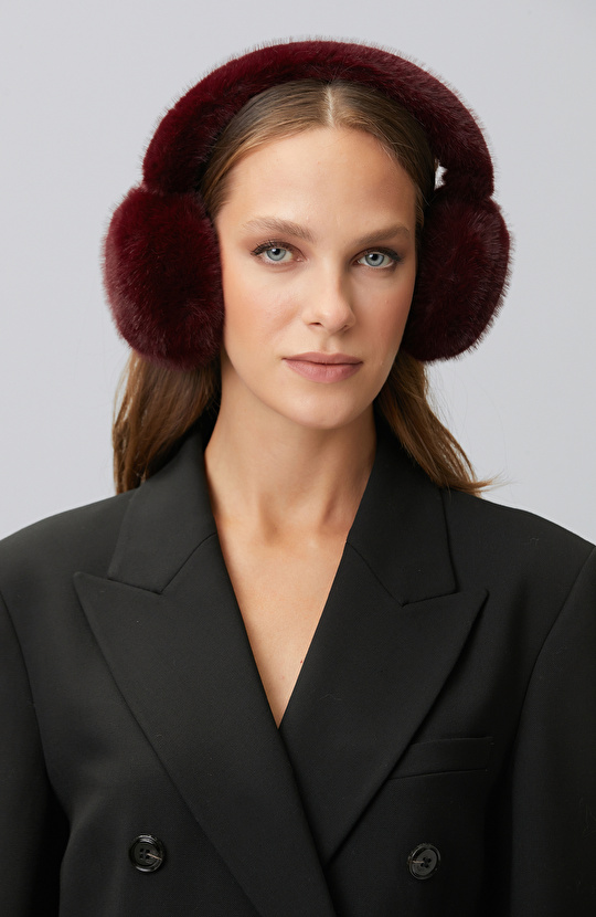 Burgundy Women's Plush Headphones
