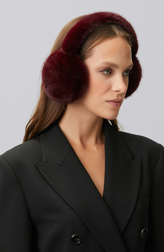 Burgundy Women's Plush Headphones
