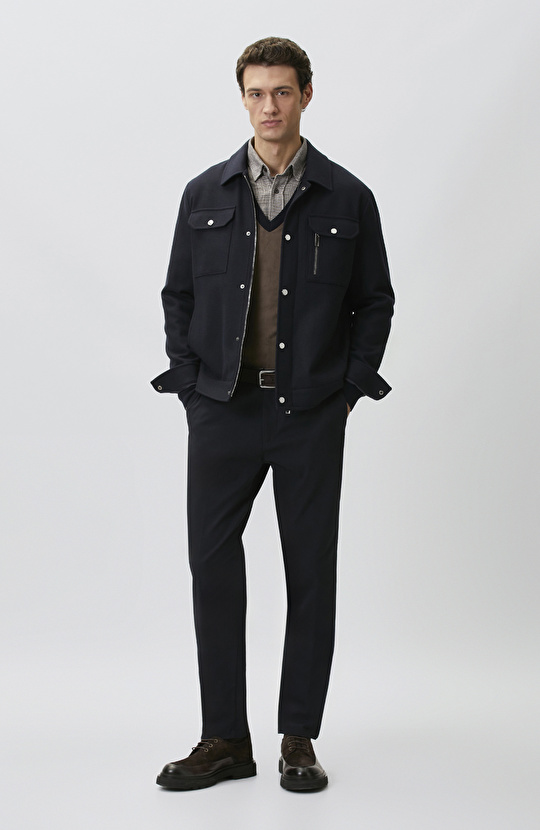 Navy Blue Modal Trousers