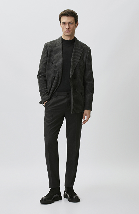 Anthracite Wool Double Breasted Collar Suit
