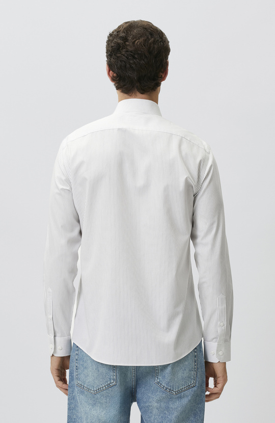 Slim Fit Beyaz Non-iron Çizgi Desenli Gömlek