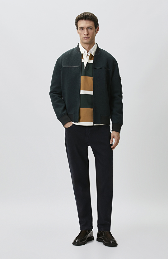 Safran Çizgi Desenli Sweatshirt