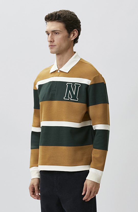 Safran Çizgi Desenli Sweatshirt