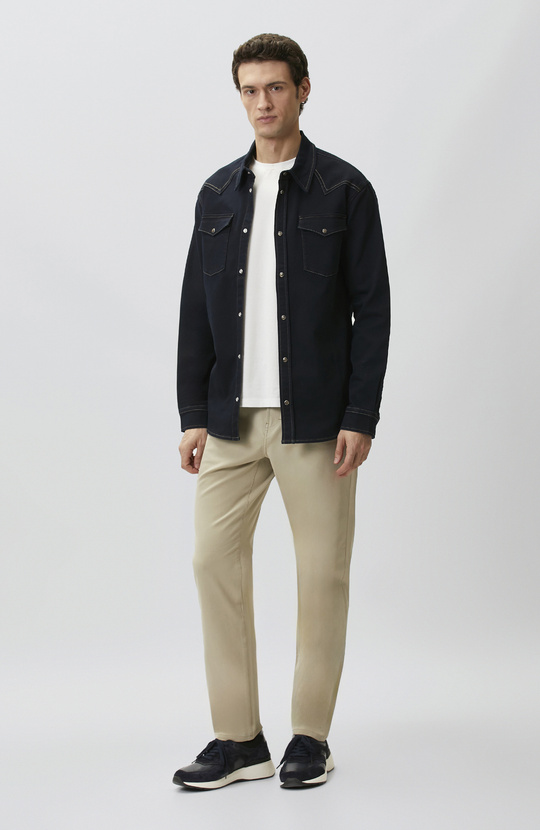 Comfort Fit Navy Blue Denim Shirt