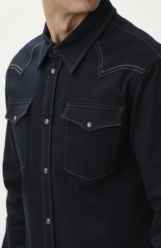 Comfort Fit Navy Blue Denim Shirt