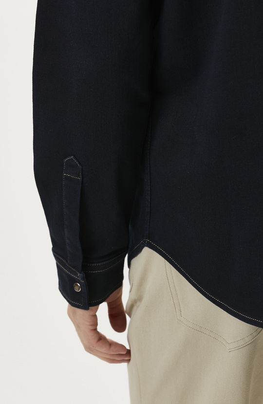 Comfort Fit Navy Blue Denim Shirt