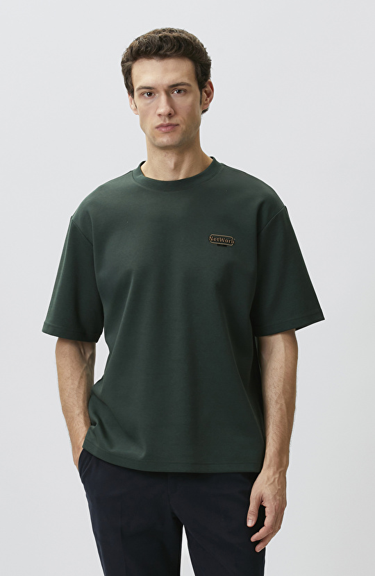 Yeşil Nakış Detaylı T-shirt
