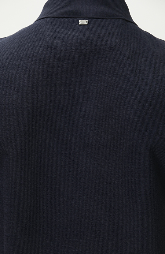 Lacivert Jakarlı Polo Yaka T-shirt