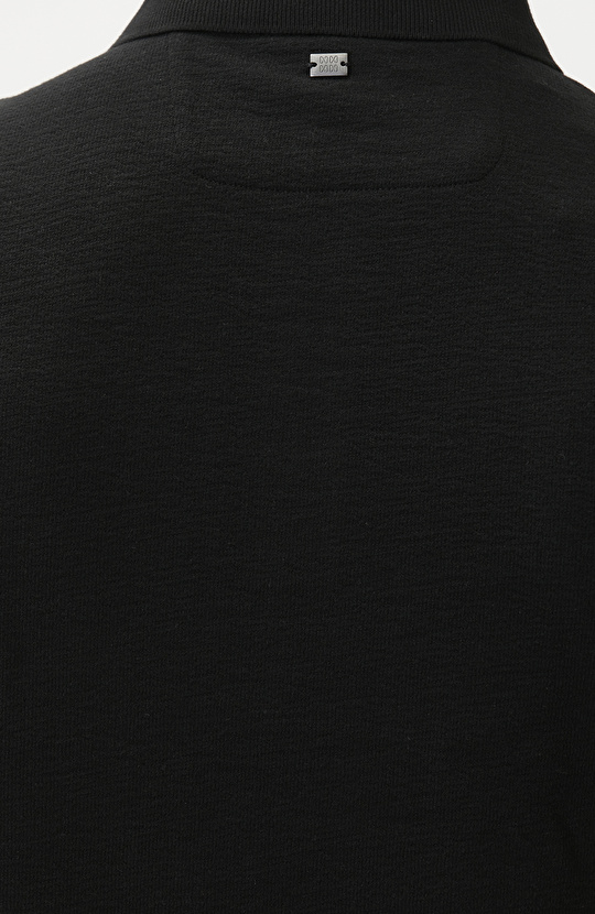 Siyah Jakarlı Polo Yaka T-shirt