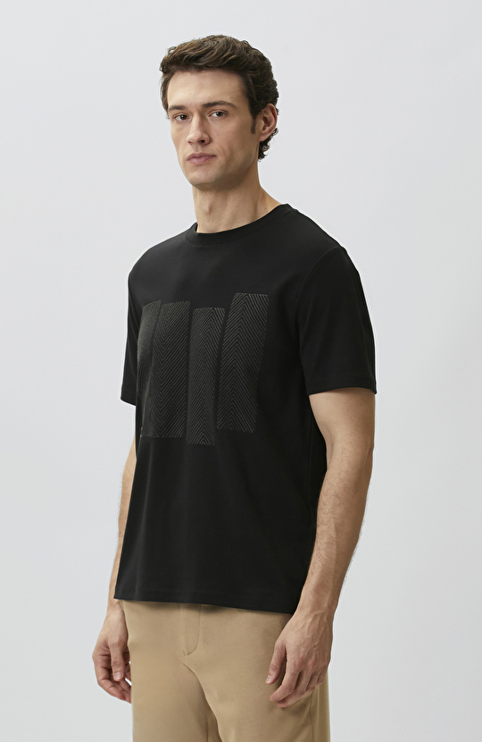 Siyah Satranç Baskılı T-shirt