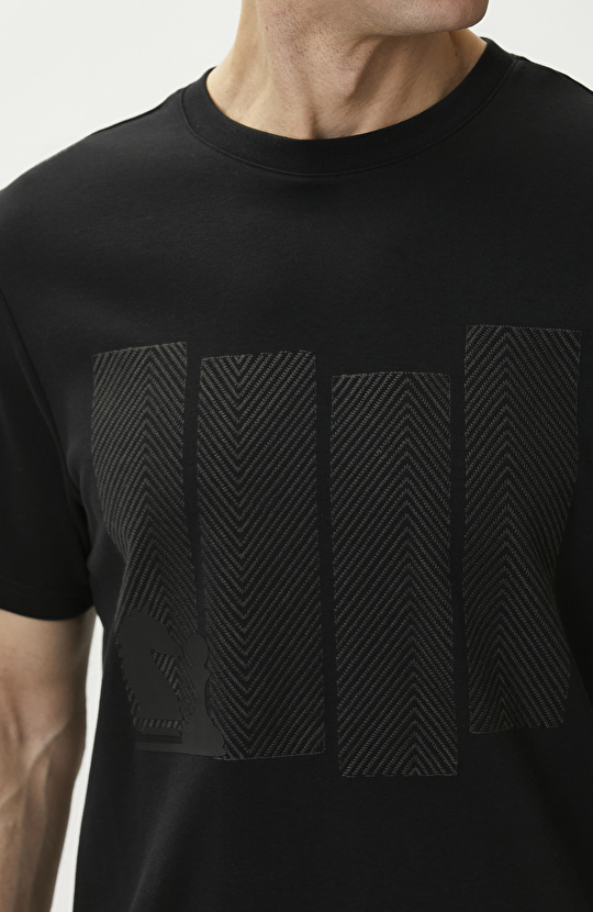 Siyah Satranç Baskılı T-shirt