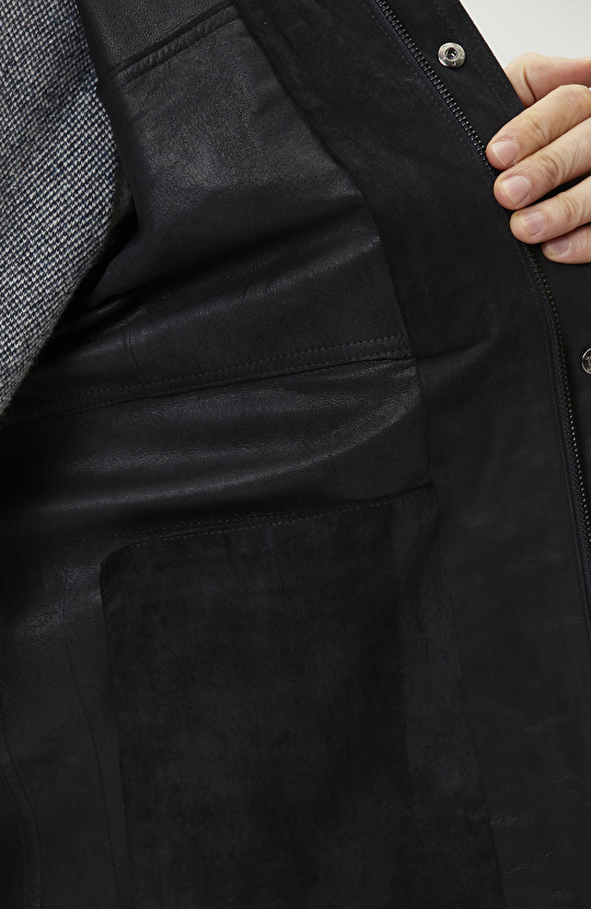 Navy Blue Gradient Leather Jacket