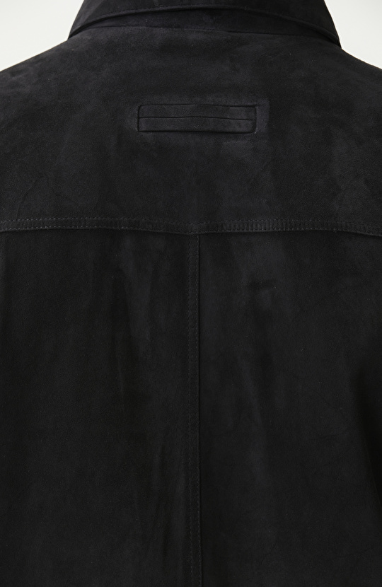 Navy Blue Gradient Leather Jacket
