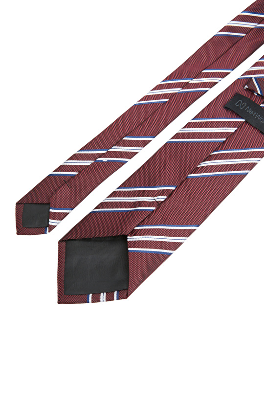 Bordo Çizgi Detaylı Spor Kravat