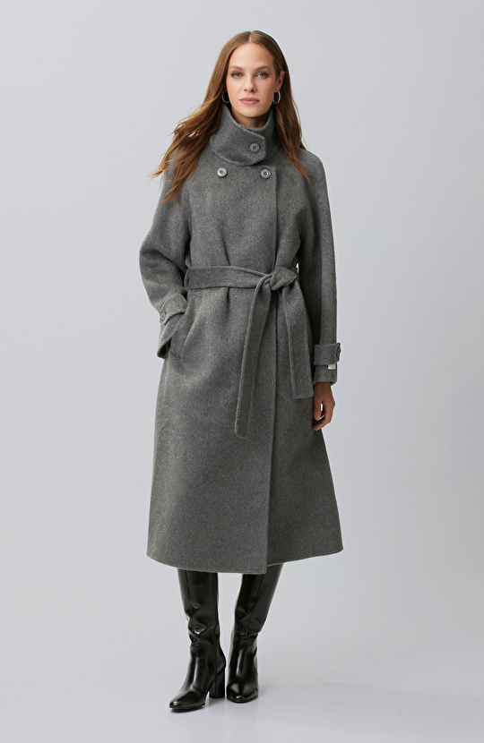 Limited Grey Melange Cashmere Wool Blend Coat