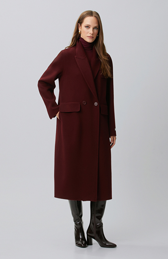 Limited Bordo Kaşmir Ve Yün Karışımlı Palto