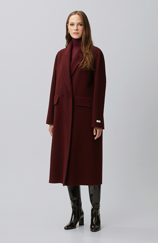 Limited Bordo Kaşmir Ve Yün Karışımlı Palto