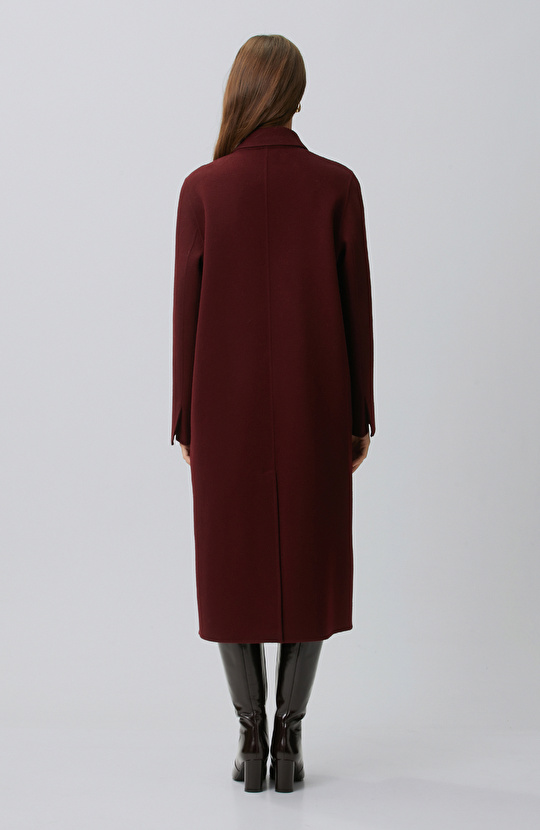 Limited Bordo Kaşmir Ve Yün Karışımlı Palto